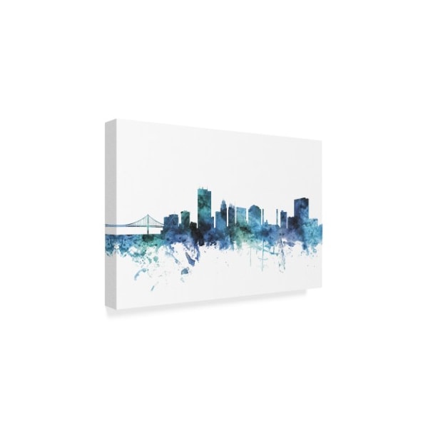 Michael Tompsett 'Toledo Ohio Blue Teal Skyline' Canvas Art,30x47